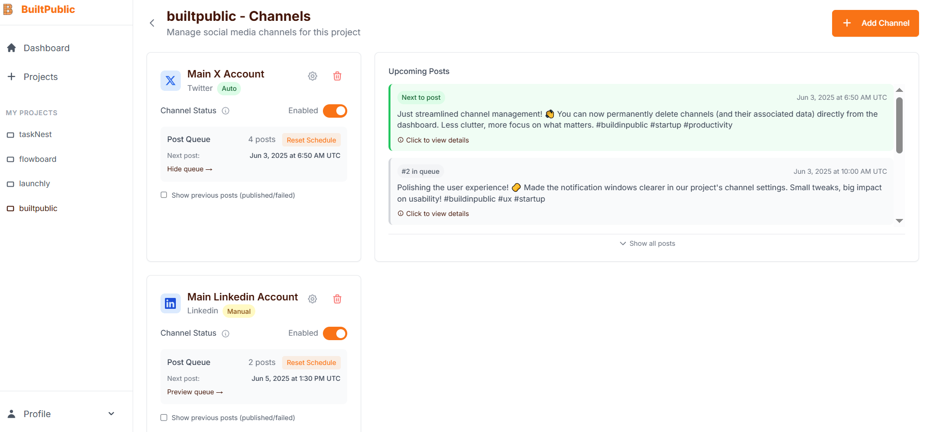 BuiltPublic Dashboard
